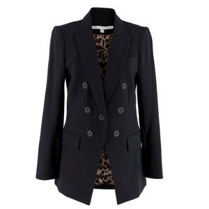 Veronica Beard long blazer with leopard lining